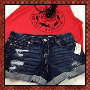 NWT AEROPOSTALE WOMENS DENIM MIDI DARK WASH SHORTS 00